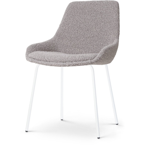 Nolon Nora-Isa Eetkamerstoel Bouclé Taupe - Stof - Wit Onderstel
