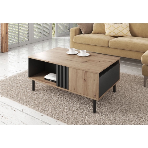 Meubella Salontafel Marcos - Eiken - Antraciet - 100 cm