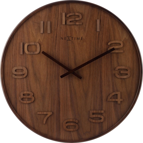 NeXtime NE-3096BR Wandklok Dia. 35 Cm, Hout, Bruin, 'Wood Wood Medium'