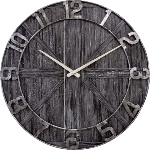 NeXtime NE-3276ZW Wandklok York 50 cm Zwart/Hout/Metaal