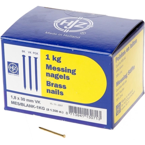 Hoenderdaal Draadnagel Messing Vk 1.8X30 | 1 kg - 8002.20.00510