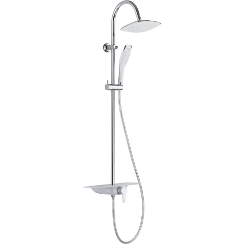 Schutte WATERWAY hoofddouche met ééngreepsmengkraan en planchet | chroom-wit
 - 60540 60540