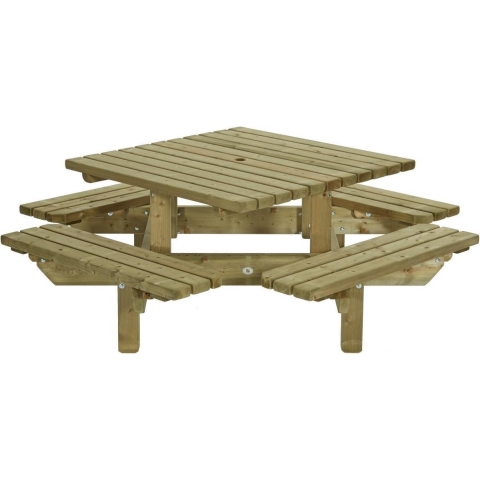 Picknicktafel vierkant 195x195 - Talen Buitenmeubelen
