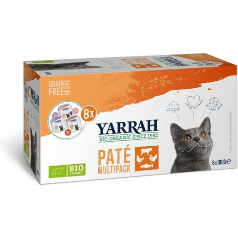 8x Yarrah Bio Kattenvoer Multipack Paté Graanvrij Kip - Rund 8 x 100 gr