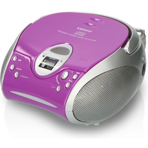 Lenco SCD-24 Draagbare Radio CD-Speler Paars/Zilver