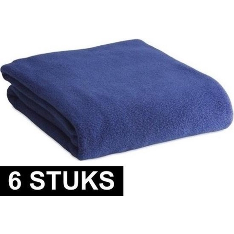 6x Fleece dekens/plaids blauw 120 x 150 cm -