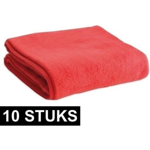10x Fleece dekens/plaids rood 120 x 150 cm -