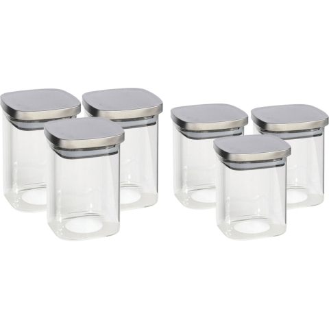 Set van 6x keuken voedsel opslag voorraadpotten glas in 2 formaten -