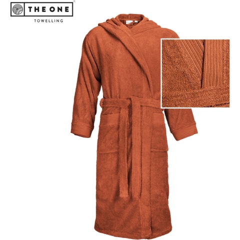 The One Towelling TH1095 Bathrobe Hooded - Terra Spice - S/M