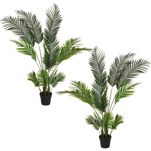 Set van 2x stuks groene Palm Areca/goudpalm kunstplanten 150 cm in pot -