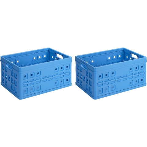3x Vouwkratten/inklapbare boodschappenkratten blauw 46 liter -