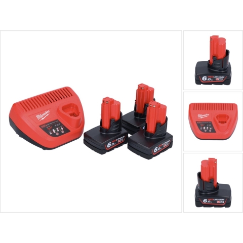 Milwaukee M12 NRG-603 M12 NRG pack, 3 x 6,0 Ah, lader 3A - 4933459208