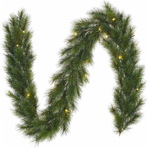 3x stuks groene dennenslingers/dennen guirlandes met kerstverlichting 25 x 270 cm 150 tips -