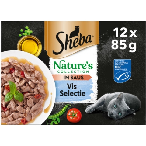 Vis Variatie Tonijn Zalm Kabeljauw Diepzeevis 96x85 g Sheba Nature's Collection