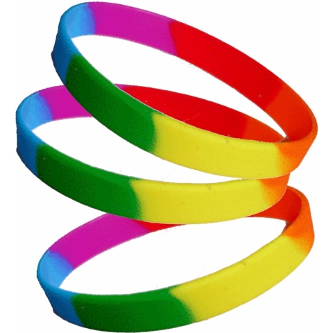 60x stuks siliconen armband regenboog kleuren -