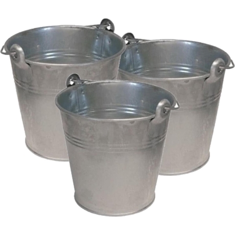 Set van 6x emmers zink 12 liter -