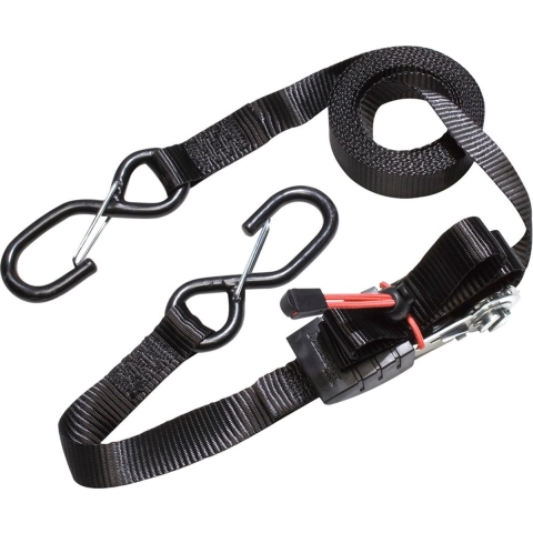 Masterlock set of 4 ratchet tie downs with S hooks 4,25m - colour : black - PVC g - 3056EURDAT