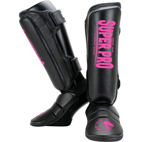 Super Pro Combat Gear Protector Scheenbeschermers - Zwart/Roze - XXS
