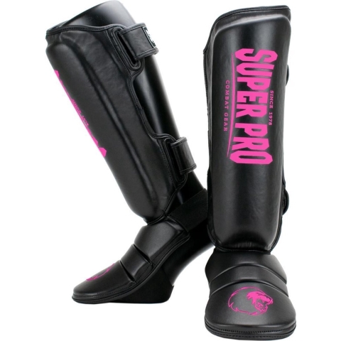 Super Pro Combat Gear Protector Scheenbeschermers - Zwart/Roze - XS