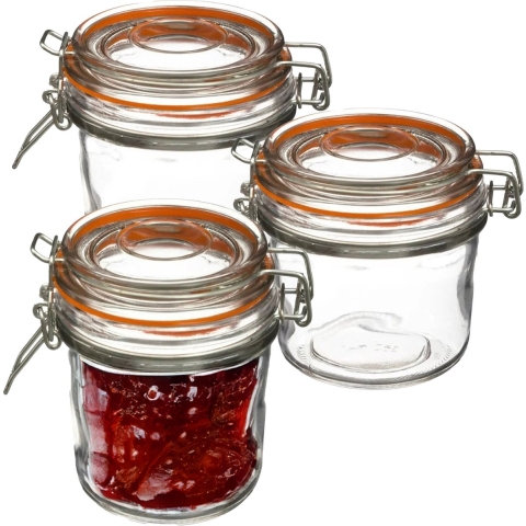 Inmaakpot/voorraadpot - 24x stuks - 330 ml - glas met beugelsluiting - weckpot -
