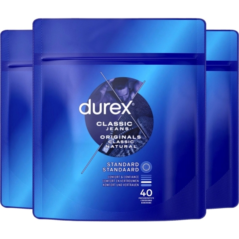 3x Durex Condooms Originals Classic Natural 40 stuks