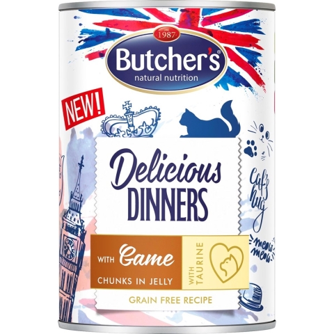 48x 400g Butcher's Delicious Dinners Cat met Wildvoer Nat