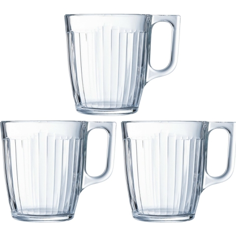 Luminarc Theeglazen Leeds - 24x - transparant bewerkt glas - 8 x 9 cm - 250 ml -