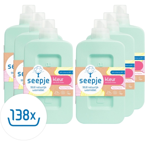 6x Seepje Vloeibaar Wasmiddel Kleur Magische Magnolia 23 Wasbeurten 1 liter