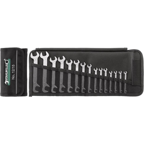 Stahlwille Set dubbele steeksleutels | 15-delig SW3,2-14 mm | chroom-legering-staal | 1 stuk - 96400651 96400651