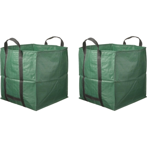 4x Groene vierkante tuinafvalzakken opvouwbaar 324 liter -