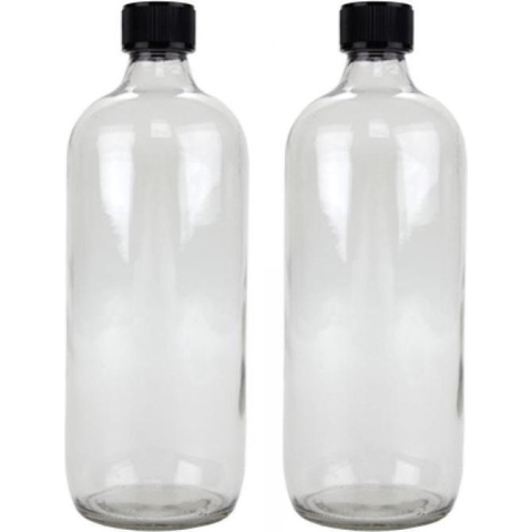 20x Glazen ronde flessen met schroefdoppen 1000 ml -
