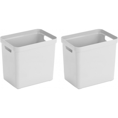 6x Witte opbergboxen/opbergmanden 25 liter kunststof -