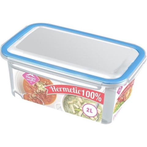 10x Voorraad/vershoudbakjes 2 liter transparant/blauw plastic -