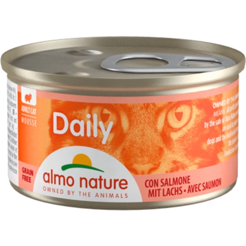 48x Almo Nature Daily Mousse Kattenvoer Nat Zalm 85 gr
