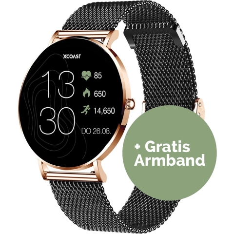 XCOAST SIONA 2 Smartwatch 42 mm Zwart, Rose gold