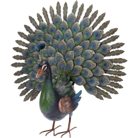 Decoratie Tuinbeeld Pauw - metaal - 30 x 65 x 63 cm -
