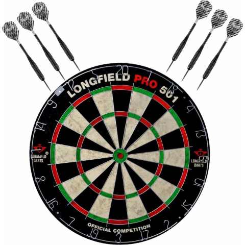 Dartbord set compleet van 45.5 cm met 6x Black Arrow dartpijlen van 23 gram -