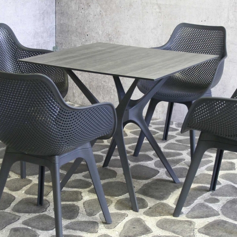Tuintafel Jasper 80x80cm Kunststof Donker Grijs
