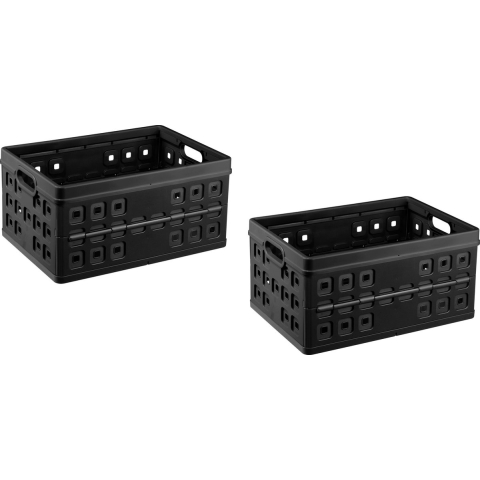 Set van 6x vouwkratten/inklapbare boodschappenkratten zwart 46 liter -