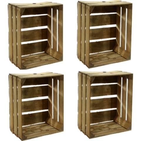 4x Gebruikte houten fruitkisten 30 x 50 x 40 cm -