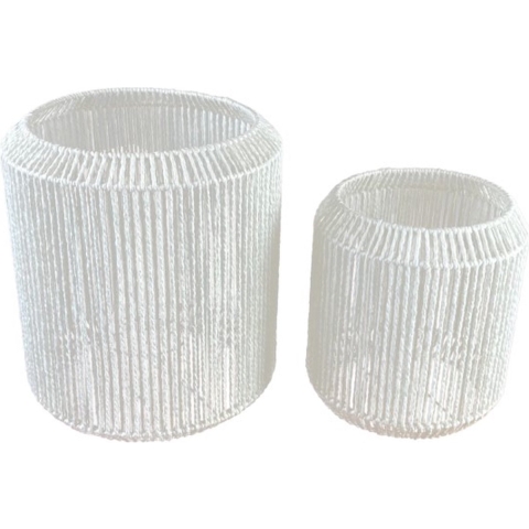 Dijk Natural Collections Lantaarnset Met Glas 2-delig H30cm En H40cm Wit