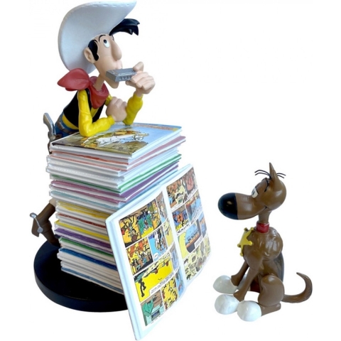 Lucky Luke: Lucky Luke and Rantanplan Stack of Comics Collector Figure Decoratie