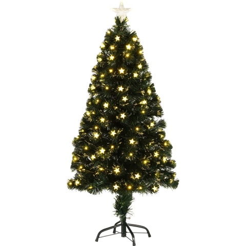 Fiber Optic kerstboom/kunstboom - met verlichting en ster piek - H120 cm -
