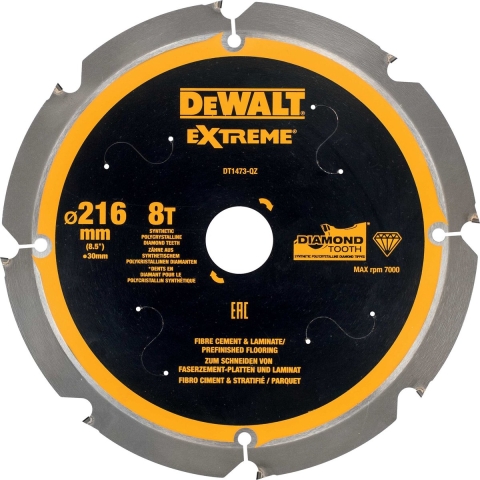 DeWalt Accessoires Cirkelzaagblad PCD laminaat/vezelcement 216x30x8t - DT1473-QZ