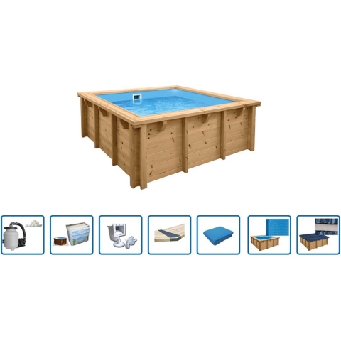 Interline Zwembad Interline Bali rechthoek 2,10x2,10m/0,78cm - Deluxe pakket