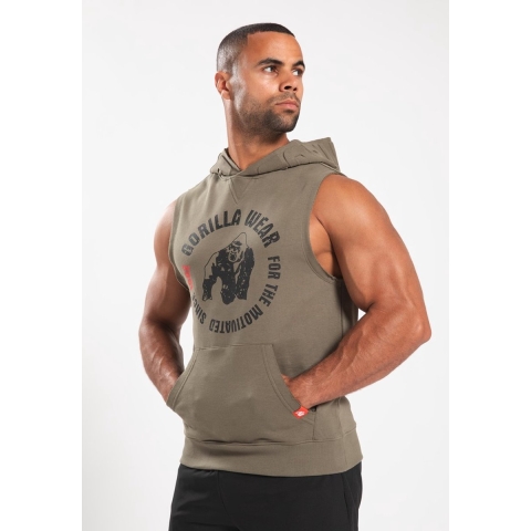 Gorilla Wear Marshall Mouwloze Hoodie - Legergroen - S