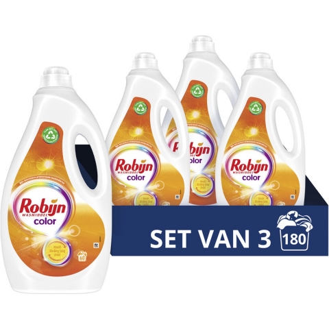 3x Robijn Vloeibaar Wasmiddel Color 60 Wasbeurten 3 liter