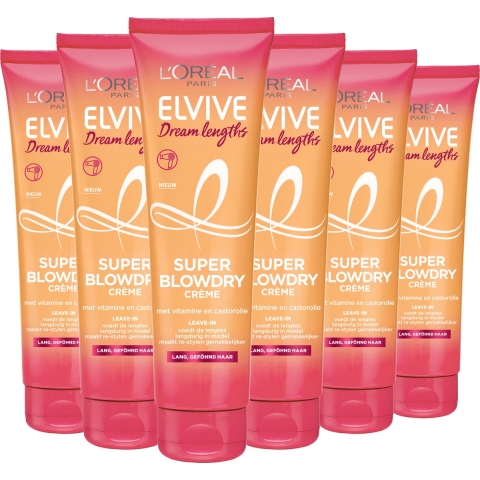 6x L'Oréal Elvive Dream Lengths Blowdry Cream 150 ml