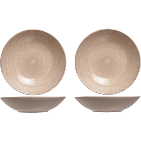 8x stuks ronde diepe borden/soepborden Turbolino beige/bruin 21 cm -