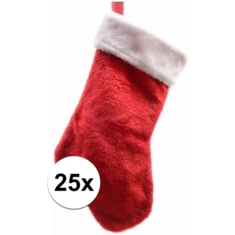 25x Rode pluche kerstsokken 40 cm -
